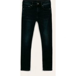 Pepe Jeans - Jeansy dziecięce Finly 128-180 cm. Niebieskie spodnie chłopięce Pepe Jeans, bez wzorów, z elastanu, z obniżonym stanem. Za 279,90 zł.