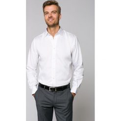 Koszula Biała Amy. Białe koszule męskie LANCERTO, m, w kwiaty, z jedwabiu, eleganckie, z kontrastowym kołnierzykiem, bez rękawów. W wyprzedaży za 149,90 zł.
