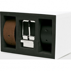 Calvin Klein - Pasek skórzany (2-pack). Czarne paski męskie Calvin Klein, w paski, z materiału. Za 399,90 zł.