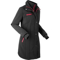 Kurtka softshell ze stretchem, w optyce 2 w 1 bonprix czarny. Czarne kurtki damskie bonprix, s, bez wzorów, z softshellu, bez kaptura. Za 239,99 zł.