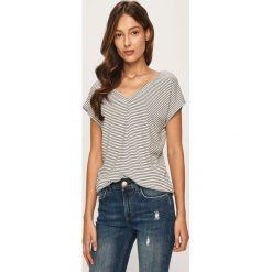 Answear - T-shirt. Białe bluzki damskie ANSWEAR, s, bez wzorów, z elastanu, bez kołnierzyka, z krótkim rękawem. Za 39,90 zł.