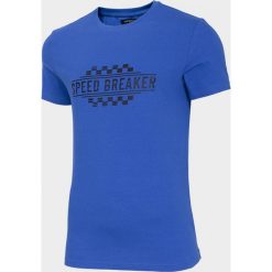 T-shirt męski TSM602 - niebieski - Outhorn. Niebieskie koszulki męskie Outhorn, m, bez wzorów, bez kołnierzyka, bez rękawów. W wyprzedaży za 29,99 zł.