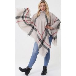 Beżowe Ponczo Corinne. Brązowe poncza damskie Born2be, na wiosnę, xl, z tkaniny. Za 119,99 zł.