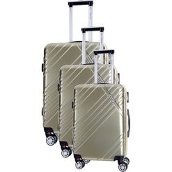 Zestaw walizek w kolorze złotym - 3 szt. Żółte walizki Travel One, z materiału. W wyprzedaży za 619,95 zł.
