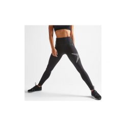 Legginsy fitness kardio damskie 500. Czarne legginsy sportowe damskie DOMYOS, m, w paski, z elastanu, na fitness i siłownię. Za 79,99 zł.