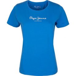 T- shirt Pepe Jeans. Niebieskie koszulki damskie Pepe Jeans, bez wzorów, z jeansu, klasyczne, z klasycznym kołnierzykiem, bez rękawów. Za 69,00 zł.