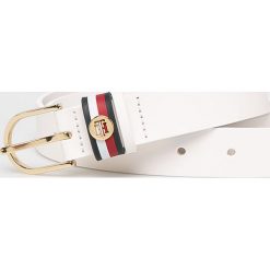 Tommy Hilfiger - Pasek skórzany. Czarne paski damskie TOMMY HILFIGER, w paski, ze skóry. Za 169,90 zł.
