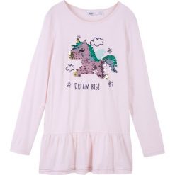 Shirt z długim rękawem i motywem jednorożca z obracanych cekinów bonprix jasna orchidea. Fioletowe bluzki dziewczęce bonprix, z aplikacjami, z okrągłym kołnierzem, z długim rękawem, długie, bez kaptura. Za 37,99 zł.