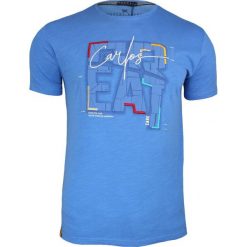 Niebieska Męska Koszulka (T-shirt ) z Nadrukiem, Krótki Rękaw, Błękitna TSADG0006blue. Niebieskie koszulki męskie m, z nadrukiem, z tkaniny, krótkie. Za 89,00 zł.