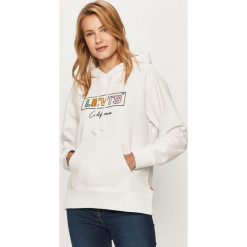 Levi's - Bluza. Białe bluzy damskie Levi's®, s, z nadrukiem, z bawełny, bez rękawów, z kapturem. W wyprzedaży za 159,90 zł.