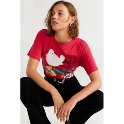 Mango - T-shirt Bird. Czerwone bluzki damskie Mango, s, z nadrukiem, z bawełny, z okrągłym kołnierzem. Za 69,90 zł.