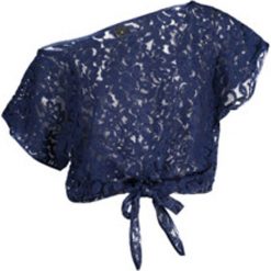 Koszulka w kolorze granatowym. Niebieskie koszulki damskie Sapph, l, w koronkowe wzory, z bawełny, bez kołnierzyka, bez rękawów. W wyprzedaży za 59,95 zł.