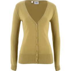 Swetry damskie: Sweter rozpinany bonprix zielony wierzbowy