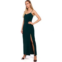 Sukienka maxi na cienkich ramiączkach - zielona. Zielone sukienki damskie Moe, s, bez wzorów, z elastanu, bez kołnierzyka, bez rękawów, długie, maxi. Za 199,00 zł.