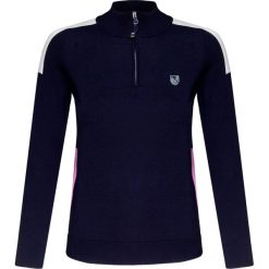 Sweter CHERVO NOVELLA. Niebieskie swetry damskie Chervo, z aplikacjami, z dzianiny, sportowe, z krótkim rękawem, krótkie, bez kaptura. Za 770,00 zł.