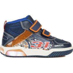 Geox - Buty dziecięce. Niebieskie trampki chłopięce Geox, bez wzorów, ze skóry, sportowe, bez zapięcia. W wyprzedaży za 159,90 zł.