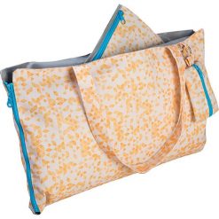 Shopper bag damskie: Torba wielofunkcyjna w kolorze pomarańczowo-białym – 50 x 30 cm