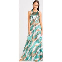 SUKIENKA elisabetta franchi. Sukienki damskie Elisabetta Franchi, na imprezę, na lato, bez wzorów, z materiału, z okrągłym kołnierzem, bez rękawów, maxi, rozkloszowane. W wyprzedaży za 2735,20 zł.