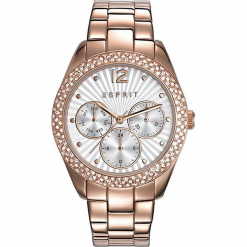 Zegarek kwarcowy w kolorze szaro-biało-różowozłotym. Żółte, analogowe zegarki damskie Esprit Watches, ze stali. W wyprzedaży za 363,95 zł.
