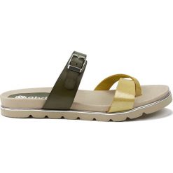 Klapki damskie: Skórzane japonki w kolorze khaki