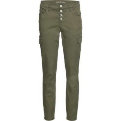 Dżinsy SKINNY z plisą guzikową bonprix ciemnooliwkowy. Zielone jeansy damskie bonprix. Za 129,99 zł.