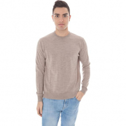 Sweter w kolorze beżowym. Brązowe swetry klasyczne męskie Just Cavalli, Calvin Klein, Lee, m, z okrągłym kołnierzem. W wyprzedaży za 319,95 zł.