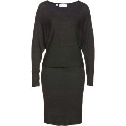 Sukienka dzianinowa bonprix antracytowy melanż. Szare sukienki dzianinowe bonprix, melanż, dopasowane. Za 49,99 zł.