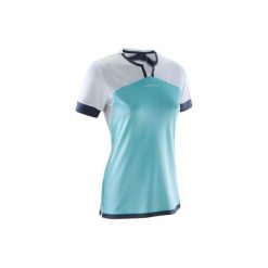 Koszulka damska krótki rękaw do piłki nożnej F500. Niebieskie t-shirty damskie marki KIPSTA, xs, z materiału. Za 34,99 zł.