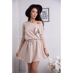 Sukienka Pocket Beige. Brązowe sukienki damskie Modaforyou, na co dzień, s, bez wzorów, z elastanu, sportowe, bez kołnierzyka, bez rękawów, sportowe. Za 89,00 zł.