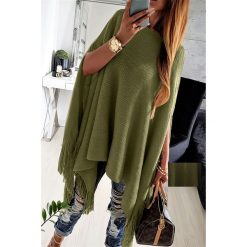 Ponczo ELLICIA KHAKI. Brązowe poncza damskie Ponczo ELLICIA KHAKI, uniwersalny, bez wzorów. W wyprzedaży za 89,00 zł.