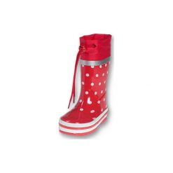 Playshoes Czerwone kalosze w kropki - czerwony. Czerwone buciki niemowlęce marki Playshoes, z bawełny. Za 69,00 zł.