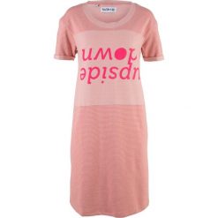 Sukienki: Sukienka dresowa, rękawy 1/2, z kolekcji Maite Kelly bonprix stary jasnoróżowy – różowy hibiskus w paski