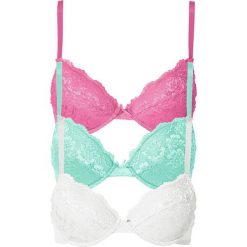 Biustonosz "push up" bonprix ecru + miętowy + różowy. Białe biustonosze bonprix, bez wzorów, z bawełny. Za 89,97 zł.
