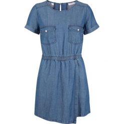 Kombinezon dżinsowy TENCEL™ z lnem, przyjazny dla środowiska bonprix niebieski. Niebieskie kombinezony damskie bonprix, bez wzorów, bez kołnierzyka, bez rękawów. Za 134,99 zł.