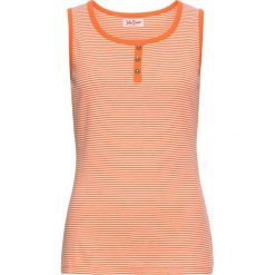 Top bonprix biało-nektarynkowy w paski. Białe topy damskie bonprix, w paski. Za 16,99 zł.