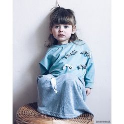 Bluzy dziewczęce: Bluza gołebi błękit z kokardami