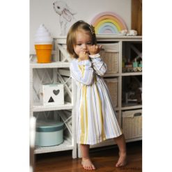 Bluza Belts mustard-blue. Żółte bluzy dziewczęce marki Pakamera, z dzianiny, z długim rękawem, długie. Za 107,00 zł.