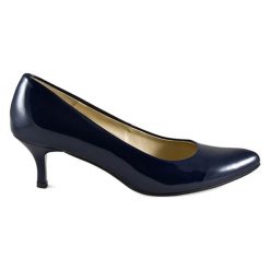 Buty ślubne damskie: Skórzane czółenka w kolorze granatowym