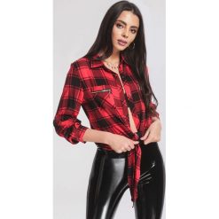 Czarno-Czerwona Koszula Tempering. Czarne koszule damskie other, xl, bez wzorów, z wykładanym kołnierzem, bez rękawów. Za 34,99 zł.