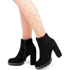 Botki damskie Abloom 58-581 Czarne. Czarne botki damskie ABLOOM, z tworzywa sztucznego, eleganckie, bez obcasa, na obcasie, na zamek. Za 99,00 zł.