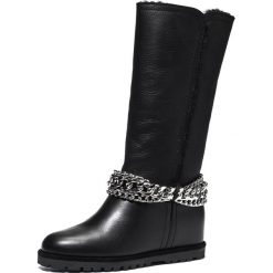 Kozaki Ballin. Szare kozaki damskie Ballin, ze skóry, bez obcasa, bez zapięcia. Za 2190,00 zł.