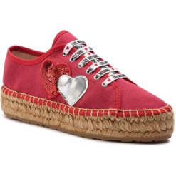 Espadryle LOVE MOSCHINO - JA10263G07JJ0500 Rosso. Czerwone espadryle damskie Love Moschino, bez wzorów, ze skóry ekologicznej, bez obcasa, na koturnie. Za 679,00 zł.