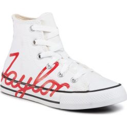 Trampki CONVERSE - Ctas Hi 667595C White/University Red. Białe półbuty dziewczęce Converse, bez wzorów, z gumy, na sznurówki. Za 219,00 zł.