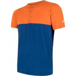 Sensor T-Shirt Męski Z Guzikami Merino Air Pt Pomarańczowo-Niebieski L. Pomarańczowe t-shirty męskie marki Sensor, m, z dzianiny. Za 215,00 zł.