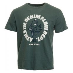 Pepe Jeans T-shirt męski Beebe M zielony. Zielone koszulki męskie Pepe Jeans, m, bez wzorów, z jeansu, bez kołnierzyka, z krótkim rękawem, krótkie. Za 189,00 zł.
