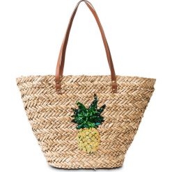 Torba plażowa shopper "Ananas" bonprix naturalny. Brązowe torby damskie na zakupy bonprix, bez wzorów, bez dodatków. Za 69,99 zł.