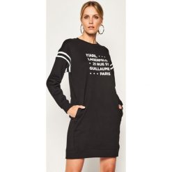 Sukienka dzianinowa Karl Lagerfeld Stacked Logo Address 201W1805. Czarne sukienki damskie KARL LAGERFELD, s, bez wzorów, z bawełny, bez kołnierzyka, bez rękawów. Za 1019,00 zł.