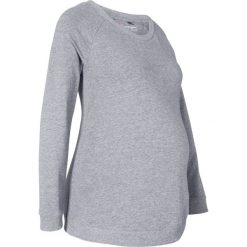 Shirt ciążowy i do karmienia piersią, długi rękaw bonprix szary melanż. Szare bluzki ciążowe bonprix, bez wzorów, bez kołnierzyka, z długim rękawem. Za 54,99 zł.
