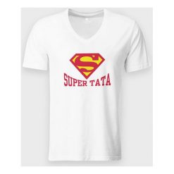 Koszulka męska v-neck Super tata. Koszulki męskie MegaKoszulki, m, bez wzorów, z bawełny, klasyczne, bez kołnierzyka, bez rękawów. Za 54,90 zł.