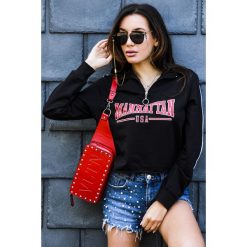 Bluza damska MANHATTAN BLACK. Czarne bluzy sportowe damskie Bluza damska MANHATTAN BLACK, s, z napisami, bez rękawów, bez kaptura. W wyprzedaży za 39,00 zł.